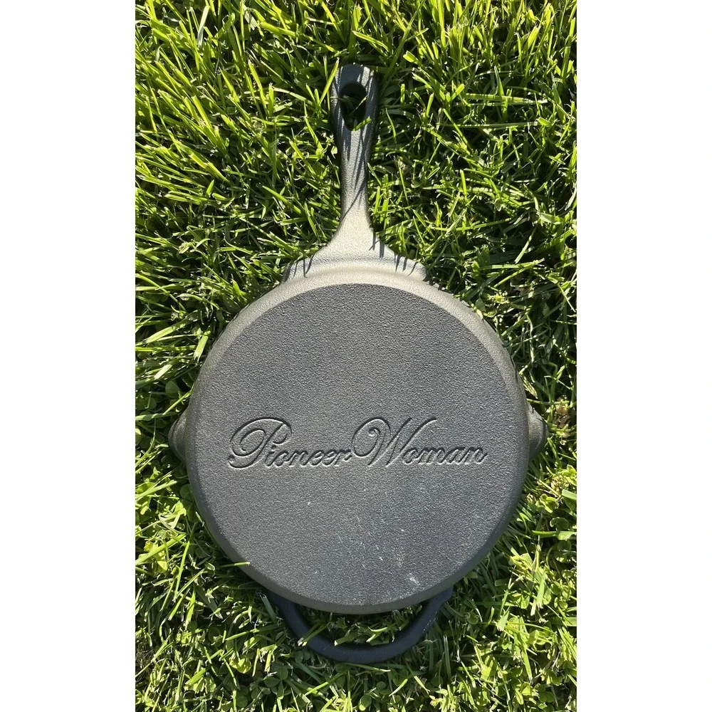 The Pioneer Woman Cast Iron Skillet Frying Pan Pre-Seasoned Logo Black Cookware